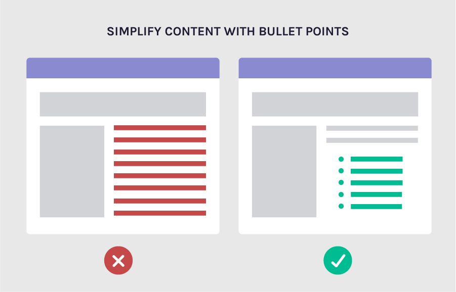make your content readable with bullet points - increase conversion rates